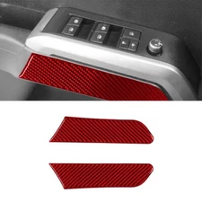 For Toyota Tacoma 2016-22 Red Carbon Fiber Interior Front Door Panel Cover Trim
