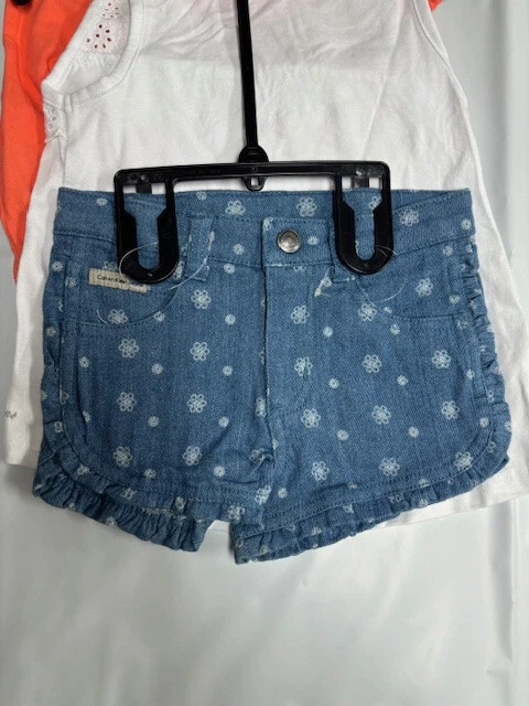 JUEGO DE 3 BLUSAS CALVIN KLEIN NIÑAS SHORTS/2 (NARANJA/BLANCO/AZUL 4T) NUEVO CON ETIQUETAS Foto 4 de 4