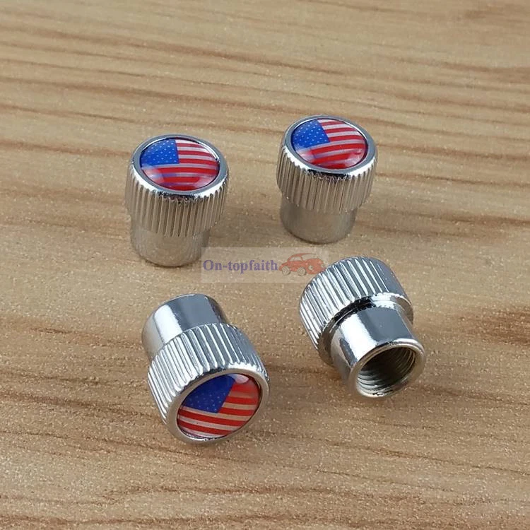 4pcs United States America Metal Chrome Wheel Tire Valve Stems Caps For Cadillac - Image 2 of 4