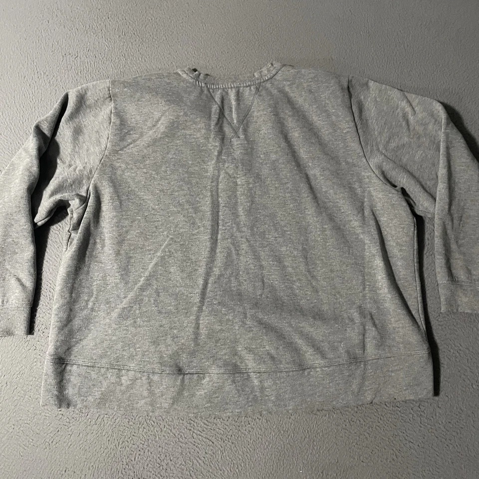 Tommy Hilfiger 牛仔运动衫女式大号拼色灰色短毛衣 — 第 4/4 张图片