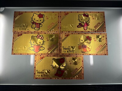 24kt Hello Kitty Gold Foil Collectible Novelty Banknote Bills 1974