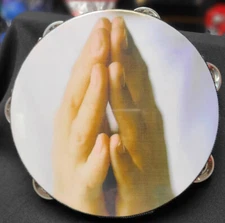 Double Rows Praying Hands 8”  Tambourine/Pandereta Con Manos Orando