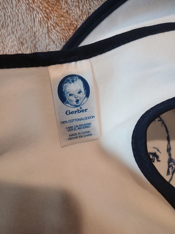 复古 Collectors Bib I'm A Gerber 婴儿白色蓝色全新 Gerber 10 件装 — 第 3/4 张图片