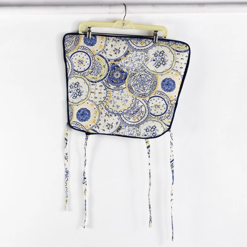 Juego de 5 cojines de asiento con diseño de azulejo azul, blanco y amarillo de 15" x 17" Foto 4 de 4