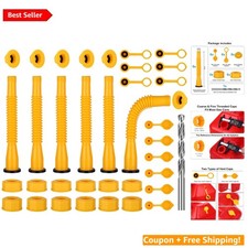Innovative Leak-Proof Gas Can Spout with Extended 8.1-Inch Hose - 6 Yellow Parts