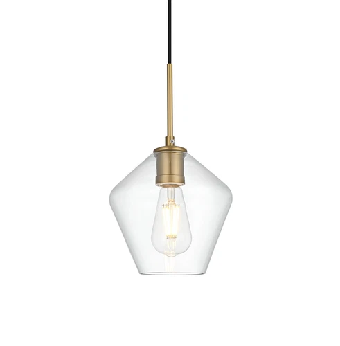 Living District Gene 8" Pendant Clear Shade In Satin Gold - Picture 3 of 10