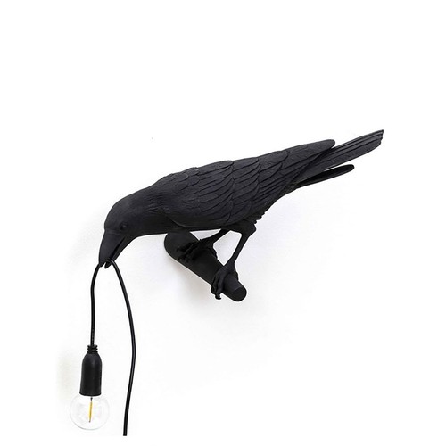 Gothic Raven Wall Lamp – Resin Crow Sconce With Plug-In Cord For Bedroom Or Living Room Decor