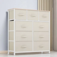 9-Drawer Dresser, Storage Chest for Adults & Teens, Cream White, Living Room