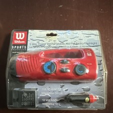Wilson WFS0788 Red Rechargeable AM/FM Radio Flashlight with 12V Adapter