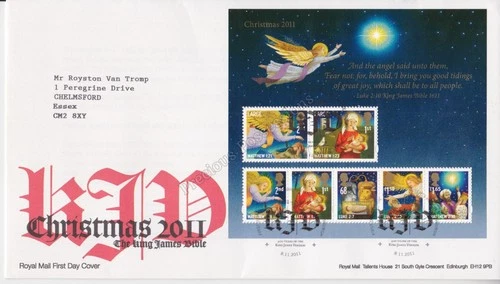 GB ROYAL MAIL FIRST DAY COVER FDC 2011 CHRISTMAS STAMP SHEET TALLENTS PMK