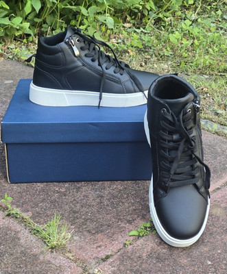 PIER ONE Herren High Top Sneaker Schwarz Gr. 39 Schnürung/Reißverschluss Neu