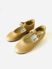 Capezio Tap Shoes Girls Size 10M Tan Beige Mary Jane Dance 356C CAR