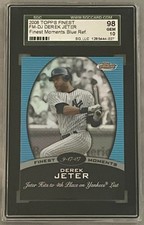 2008 Topps Finest - Finest Moments Derek Jeter Blue Refractor 239/299 SGC 10