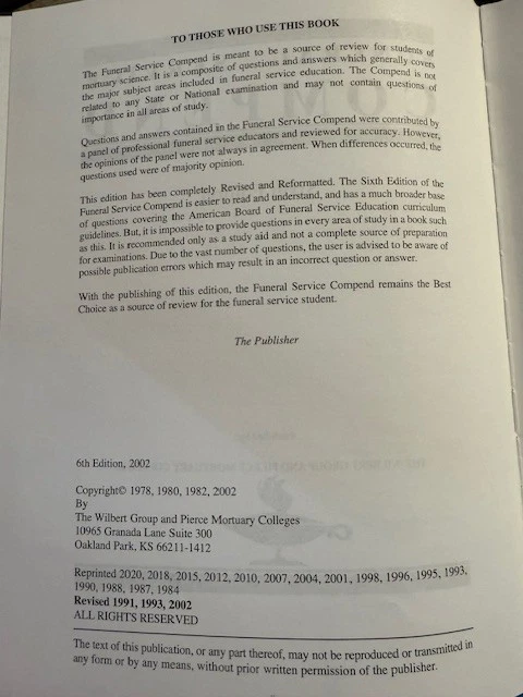 Funeral Service Compend sixth edition 2002 - Image 3 of 3