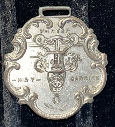 RARE-Antique  J.E. Porter Co. Ottawa Illinois Hay Trolly Pocket Watch FOB