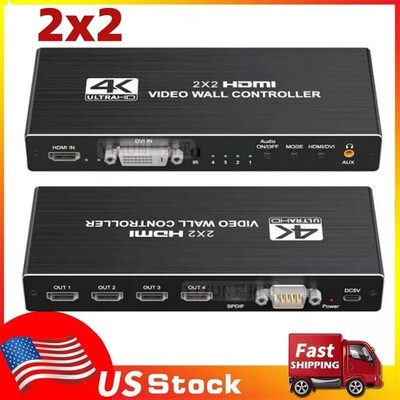 2x2 4K HDMI DVI Video Wall Controller Processor 1x2 1x3 1x4 Multi Screen Splicer