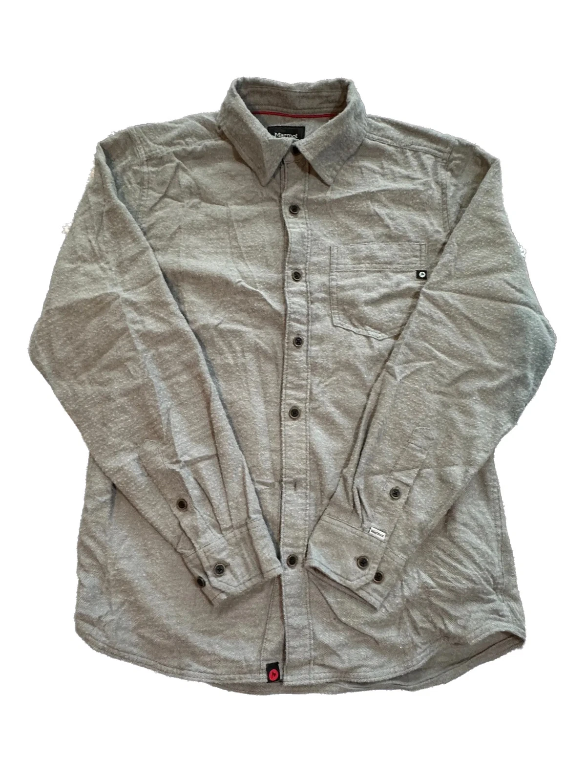 Marmot Mens Flannel Shirt Size S Gray Long Sleeve Button Up Hiking Outdoor