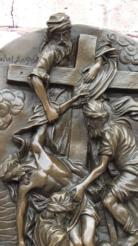 Bronze der Kalvarienberg religiös Wandrelief Heißguss Basrelief Skulptur Figur - Bild 3 von 10