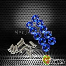 10 pcs Blue Billet Fender/Bumper Washer Bolt Dress Up Kit For Honda 96-00 Civic