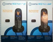 (Qty: 2) Ooma HD2 Phone Handset /Landline New + Wireless Bluetooth Adapter 