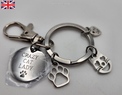 Crazy Cat Lady Schlüsselanhänger Anhänger I Love Katzen Charm Schlüsselanhänger Geschenk Katze Emoji Schlüssel