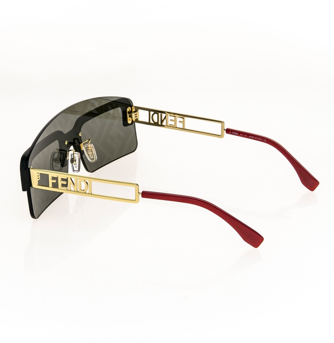 FENDI TECHNICOLOUR 40023 Red Gold FF Mirror Print Futuristic FENDI TECHNICOLOUR 40023 Red Gold FF Mirror Print Futuristic