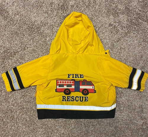 London Fog Oskosh B'Gosh 18M Yellow Fire Rescue Raincoat - Picture 10 of 12
