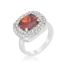 Micropave Garnet Red Cushion Cut Bridal Cocktail Ring