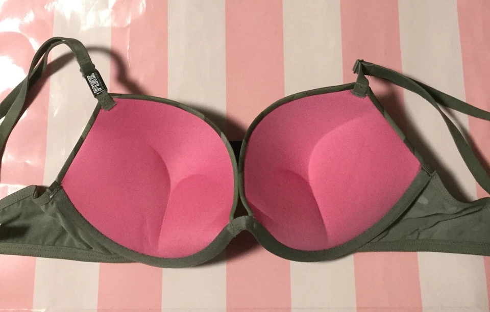 Victoria's Secret PINK Wear Everywhere SUPER PUSH-UP (Bombshell) Bra CAMO 32's - Image 2 of 4