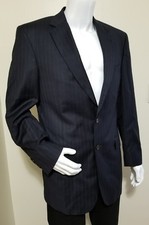 Jos. A. Bank Signature Gold Mens Navy Pinstriped 2 Button Blazer Size 41 LG Wool
