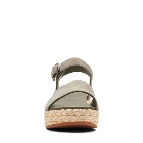 Clarks Kimmei Way olivfarbene Damen-Plateausandalen Wildleder Keilabsatz UK 6,5 D EU 40 - Bild 6 von 7