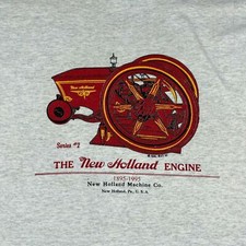 Vintage 1995 New Holland Engine T-Shirt Single Stitch Gray Made In USA Men's XL
