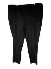 H by Halston Faux Suede Ponte Leggings Seam Detail A370470 Black Size 22W NEW