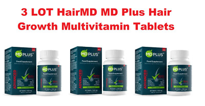 3 LOT HairMD MD Plus Hair Growth Multivitamin Tablets (180 Tablets Total) NEW