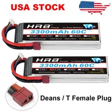 2pcs HRB 3300mAh 3S Deans T 11.1V Lipo Battery for RC Drone Helicopter Car Boat