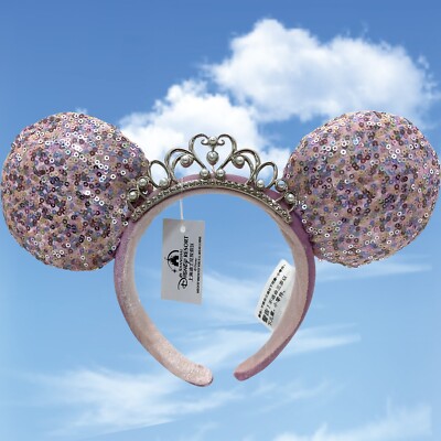 Disney Parks Mickey Ears Headband Pink Princess Ears with Pearl Tiara New Pink pearl ears now available at Disneyland! Saw these  main image 2