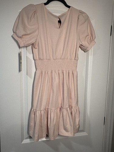 GUESS New Girls Dress Gold Studded Logo Short Sleeve Pink Size L 14 Strech - Picture 4 of 17