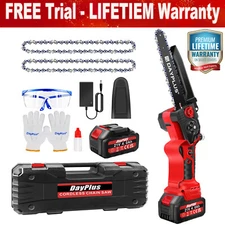 4"/6"8" Mini Handheld Electric Chainsaw Cordless Chain Saw Wood Cutter+2 Battery