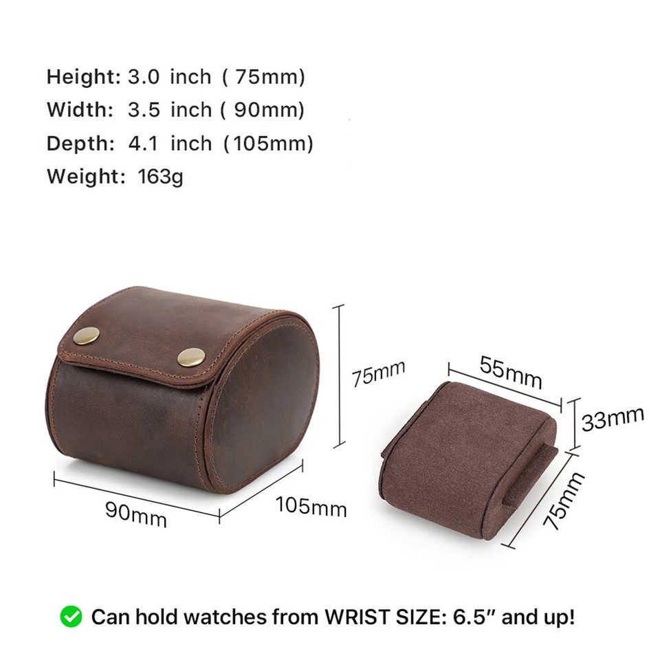 Vintage Watch Roll Case Genuine Leather Watch Display Box Travel ...