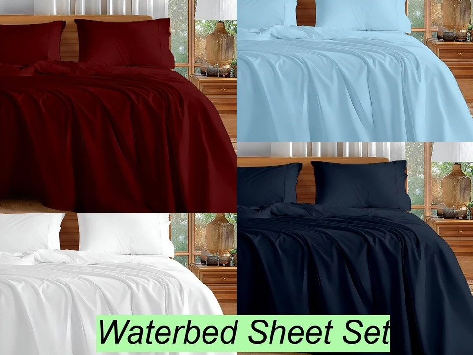 Slumber Sphere Premium Waterbed Sheet Attached 4PC 100% Cotton Set 18 Inch Deep