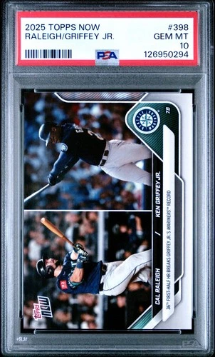2025 Topps Now - Ken Griffey Jr Cal Raleigh #398 PSA 10 Seattle Mariners GEM MT