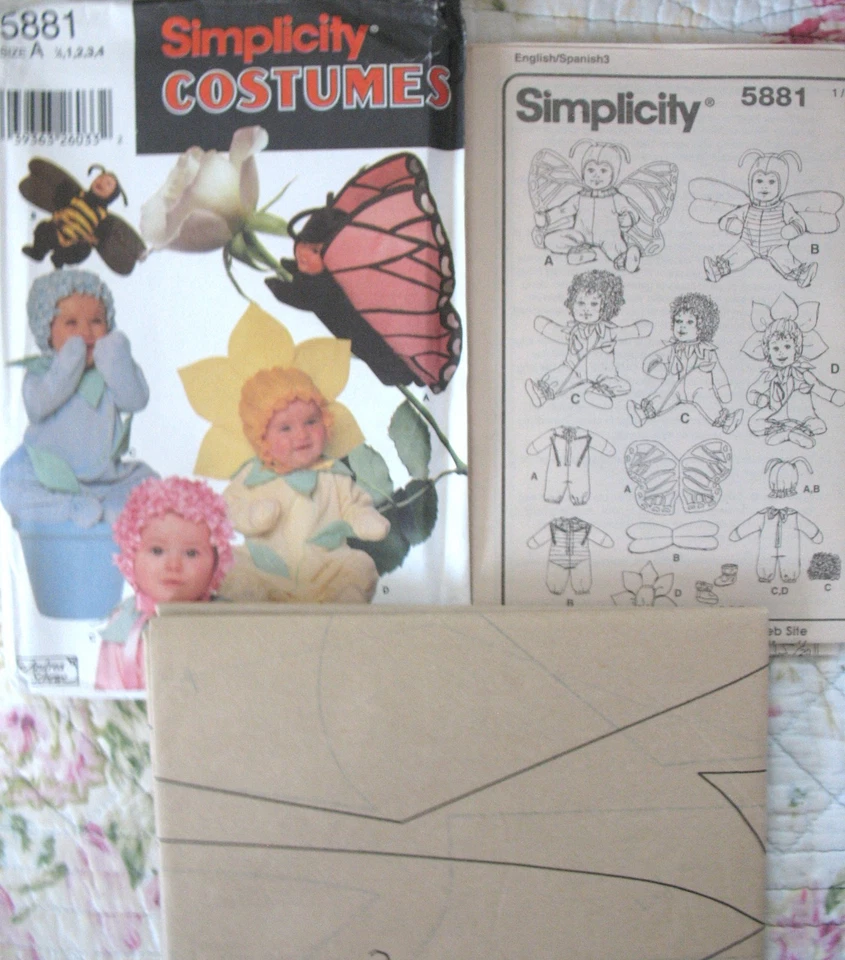 Simplicity Sew Pattern 5881 TODDLER'S FLOWER BEE + BUTTERFLY Halloween 1/2-4 - Image 2 of 4