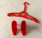 Vintage Barbie Red Closed-Toe Japan Shoes & Logo Hanger For Many Chic Outfits