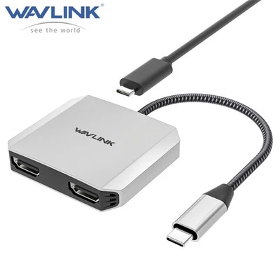 Wavlink Adaptador USB a HDMI Tipo C Hub Dual HDMI Alta Resolución 2x4k @60hz HDMI