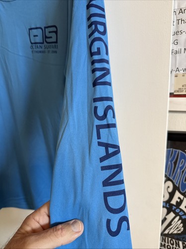 Ocean Surfari St. Thomas, St.john Large Long Sleeve Royal Blue Quick Dry T-Shirt - Picture 4 of 5