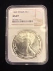 1990 American Silver Eagle $1 NGC MS69