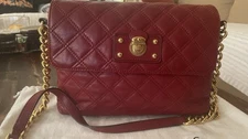 Marc Jacobs Burgundy Quilted Leather Shoulder Bag With Gold Chain