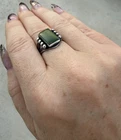 Vintage Navajo Sterling Silver Green Turquoise Ring Size 7.5 Southwestern