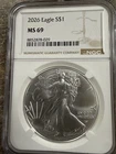 2026 $1 AMERICAN SILVER EAGLE- NGC MS69 Brown Label