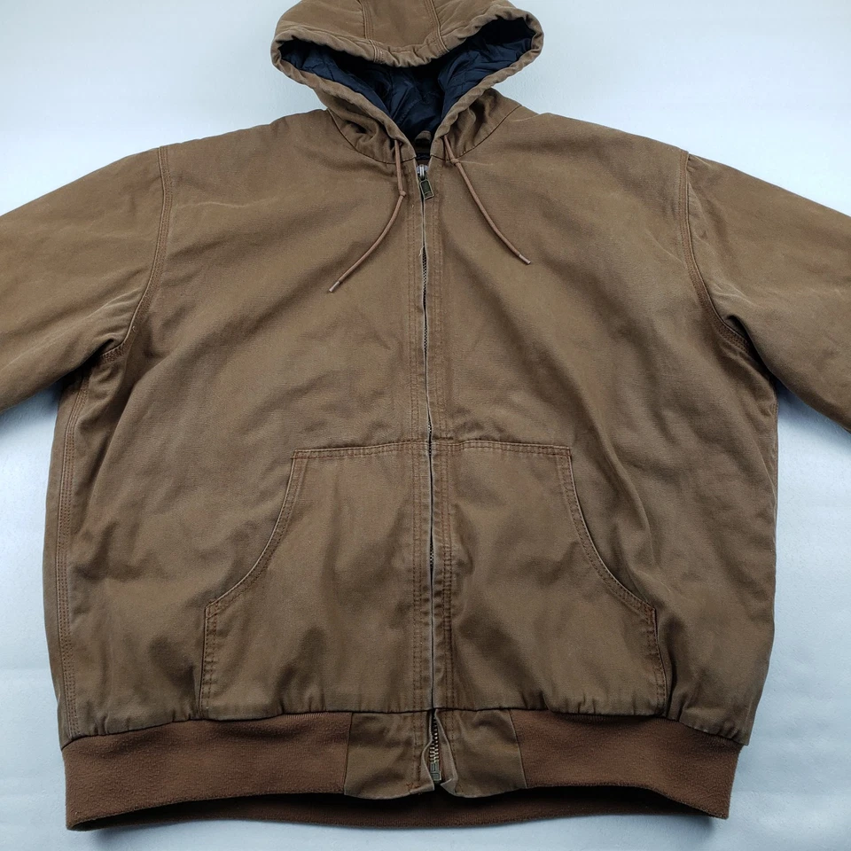 WFS Element Gear Canvas Jacket Mens XXL Brown Full Zip Lined Hooded Workwear - Image 2 of 4